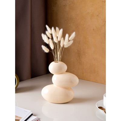 Ваза керамическая "Сбалансированные камни", настольная, бежевая, 21 см