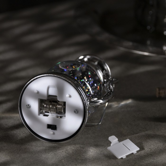Светодиодная фигура «Серебристый фонарь» 8 × 13 × 7 см, пластик, батарейки AG13х3, свечение тёплое белое - фото 1906950590