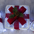 Светодиодная фигура «Подарки с красной лентой» 15, 20, 25 см, текстиль, металл, 220 В, свечение белое - фото 8749331