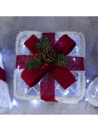 Светодиодная фигура «Подарки с красной лентой» 15, 20, 25 см, текстиль, металл, 220 В, свечение белое - Фото 6