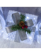 Светодиодная фигура «Подарки с серой лентой» 15, 20, 25 см, текстиль, металл, 220 В, свечение белое - Фото 7