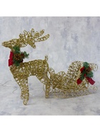 Светодиодная фигура «Олень с санями золотистый», олень: 40×50×16 см, сани: 40×25×10 см, металл, 220 В, свечение тёплое белое - Фото 6