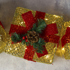 Светодиодная фигура «Подарки с красной лентой» 15, 20, 25 см, текстиль, металл, 220 В, свечение тёплое белое - фото 8415352