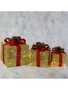 Светодиодная фигура «Подарки с красной лентой» 15, 20, 25 см, текстиль, металл, 220 В, свечение тёплое белое - Фото 5