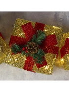 Фигура текстиль "Подарки золотые с красной лентой" 15х20х25 см, 60 LED, 220V, Т/БЕЛЫЙ - фото 809313844