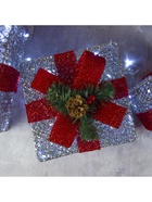 Светодиодная фигура «Подарки с красной лентой» 15, 20, 25 см, текстиль, металл, 220 В, свечение белое - фото 60775821