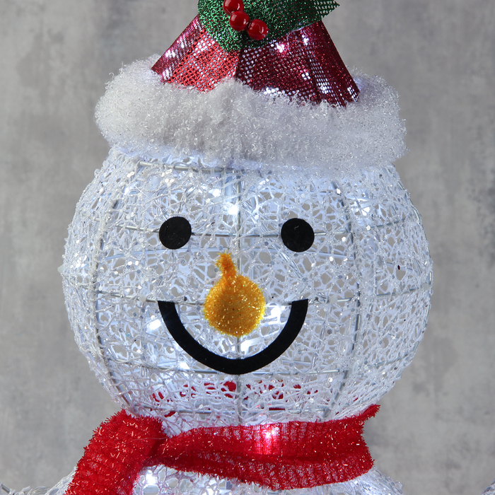 Светодиодная фигура «Снеговик» 60 × 65 × 35 см, металл, 220 В, свечение белое - фото 1884875579