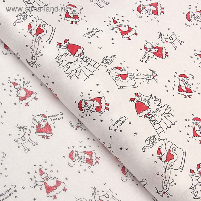 Бумага упаковочная тишью "Товарищи" 0,7 х 10 м - Фото 1