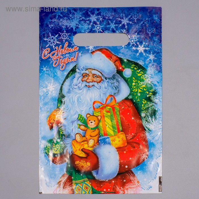 Пакет полиэтиленовый "Новогодняя метель" с вырубной ручкой, 20 х 30 см , 30 мкм - Фото 1