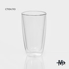 Стакан с двойными стенками Magistro «Поль. Дуо», 400 мл, 8.5×15 см, стекло, прозрачный - Фото 2