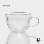 Кружка с двойными стенками Magistro «Дуо», 190 мл, стекло, прозрачная - Фото 2