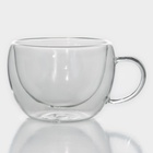 Кружка с двойными стенками Magistro «Лиди. Дуо», 200 мл, 12×9.5×6.5 см, стекло, прозрачная - Фото 1