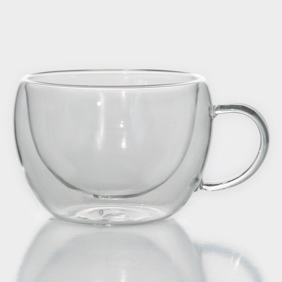 Кружка с двойными стенками Magistro «Лиди. Дуо», 200 мл, 12×9.5×6.5 см, стекло, прозрачная