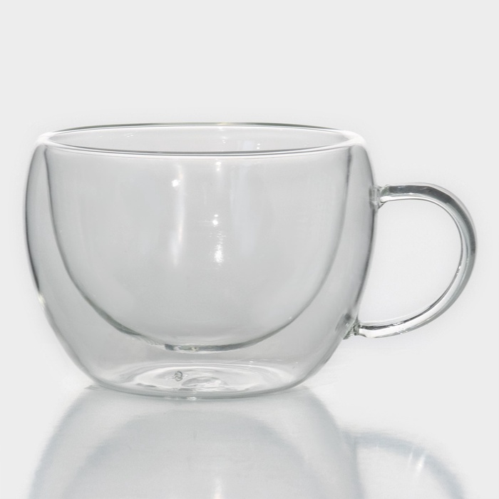 Кружка с двойными стенками Magistro «Лиди. Дуо», 200 мл, 12×9.5×6.5 см, стекло, прозрачная - Фото 1