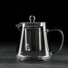 Чайник стеклянный заварочный с металлическим ситом «Квадро», 350 мл  (артикул 3600774)  большой выбор товаров оптом и в розницу по низким ценам с доставкой