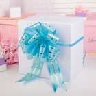 Подарочный бант - шар №4.5 голубой, три золотых полосы, для упаковки подарков - Фото 2