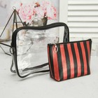 Набор косметичек 2 в 1, отдел на молнии, цвет чёрный/красный - Фото 1