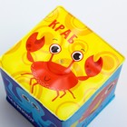 Мягкий кубик для купания в ванне «Морской мир», с пищалкой, 7×7 см 3546060 - фото 16566116