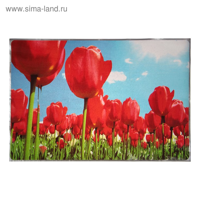 Наклейка на кафельную плитку "Поле красных тюльпанов" 60х90 см - Фото 1