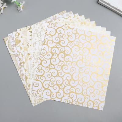 Бумага 1-сторонняя с золотым тиснением "Золото"набор 50 лист., пл-сть 80 гр 24,5х23 см