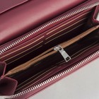 Клатч-кошелёк, 2 отдела на молнии, для карт, длинный ремень, цвет бордовый - Фото 5