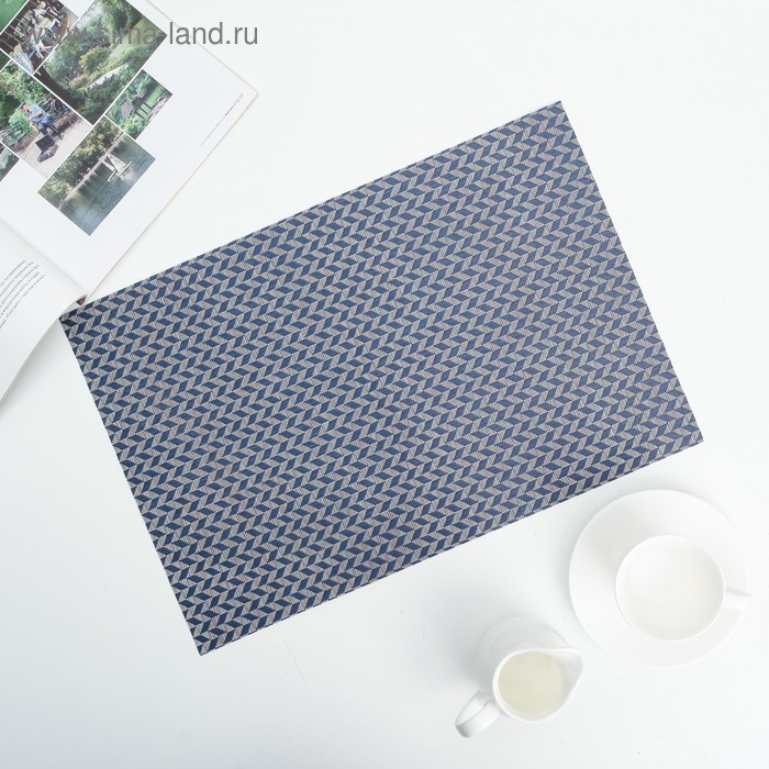 Салфетка сервировочная на стол Доляна «Колоски», 46×30 см, цвет синий - Фото 1