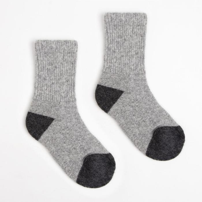 Носки детские из шерсти яка, цвет серый, размер 12-14 см - Фото 1