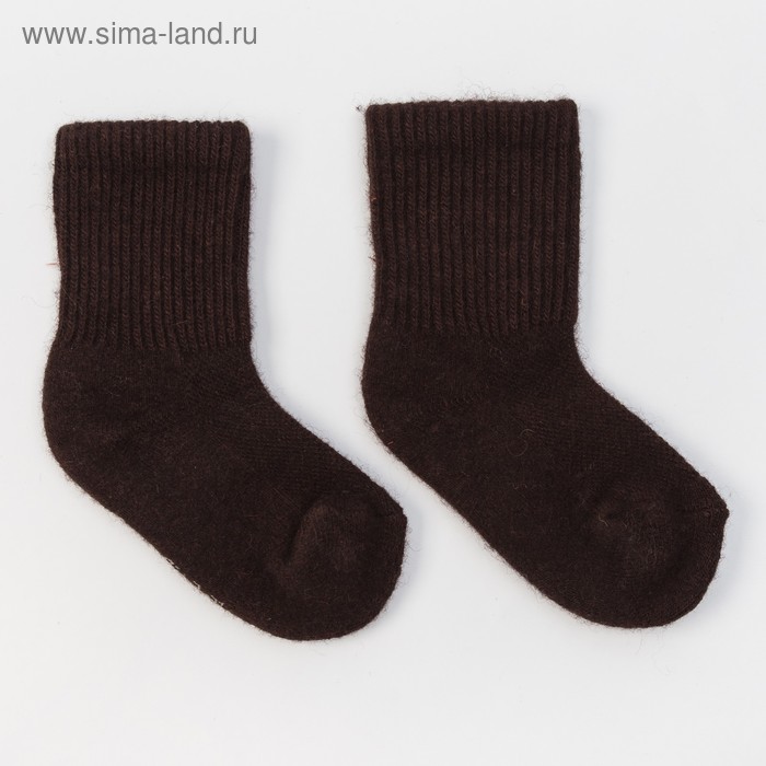 Носки детские из шерсти яка, цвет шоколадный, размер 12-14 см - Фото 1