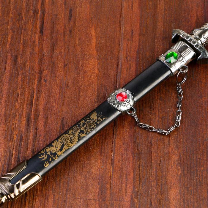 Сувенирный кинжал на подставке, на ножнах дракон, рукоять в форме светового меча, 25 см - фото 1887628379