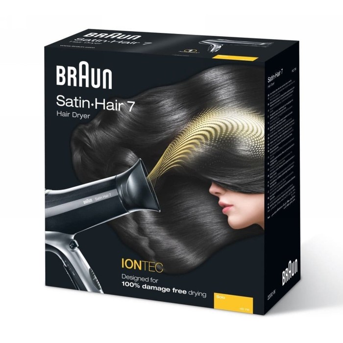 Фен Braun HD 710 Solo, 2200 Вт, 6 режимов, 1 насадка, ионизация, чёрный - фото 51470540