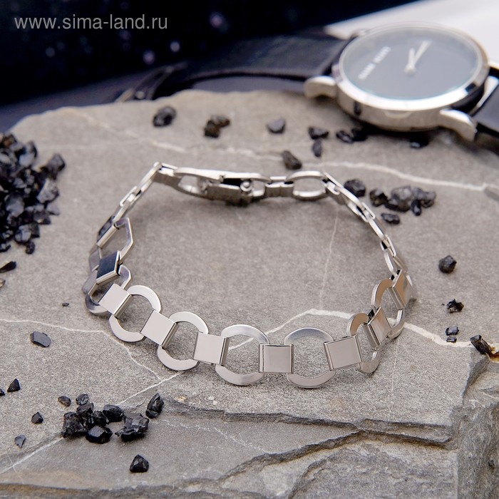 Браслет унисекс «Стальной» круглые звенья, цвет серебро, 21 см - Фото 1