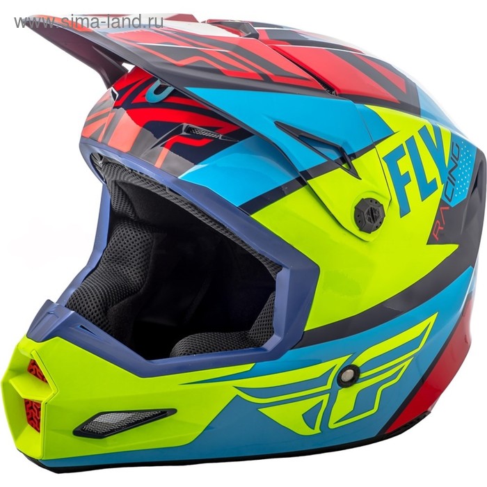 Шлем кроссовый FLY RACING ELITE GUILD red/blue/Hi-Vis yellow 2018, L - Фото 1