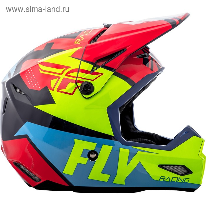 Шлем подростковый кроссовый YOUTH FLY RACING ELITE GUILD red/blue/Hi-Vis yellow, L - Фото 1