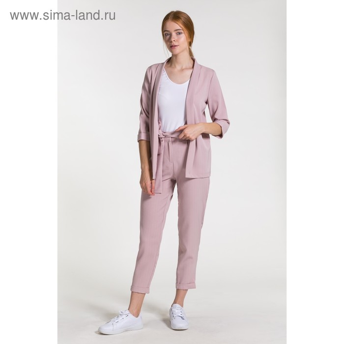 Костюм женский (пиджак, брюки) 07в цвет пудра, р-р 46 - Фото 1