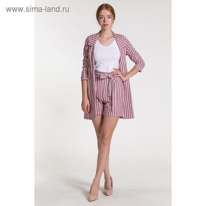 Костюм женский (пиджак, шорты) 08в цвет пудра, р-р 44 - Фото 1