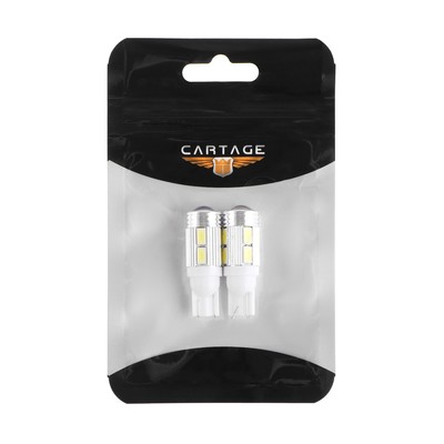 Светодиодная лампа для автомобиля CARTAGE, T10 5W5, 12 В, 10 SMD-5630, набор 2 шт.