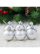 Ёлочные игрушки «Бусинка», шары новогодние, d=4 см, набор 6 шт., серебро - Фото 3