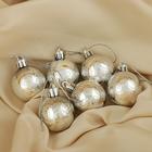 Ёлочные игрушки «Зима», шары новогодние, набор 6 шт., d=4 см, серебристый - Фото 1