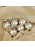 Ёлочные игрушки «Зима», шары новогодние, набор 6 шт., d=4 см, серебристый - Фото 2