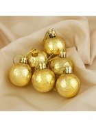 Ёлочные игрушки «Морозная зима», шары новогодние. d=4 см, 6 шт., золотистые - Фото 2