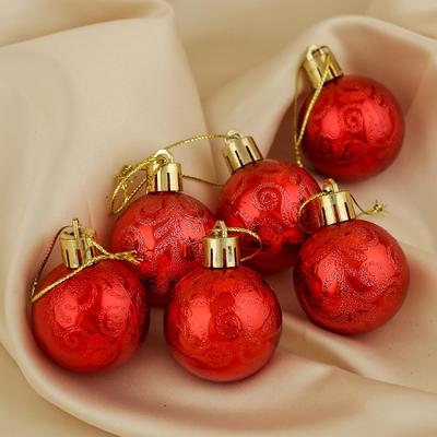 Ёлочные игрушки «Морозная зима», шары новогодние, d=4 см, набор 6 шт., красный