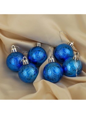 Ёлочные игрушки «Морозная зима», шары новогодние, d=4 см, набор 6 шт., синий (комплект 2 шт)