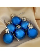 Ёлочные игрушки «Глянец», шары новогодние, d=3 см, набор 6 шт., синий - Фото 3