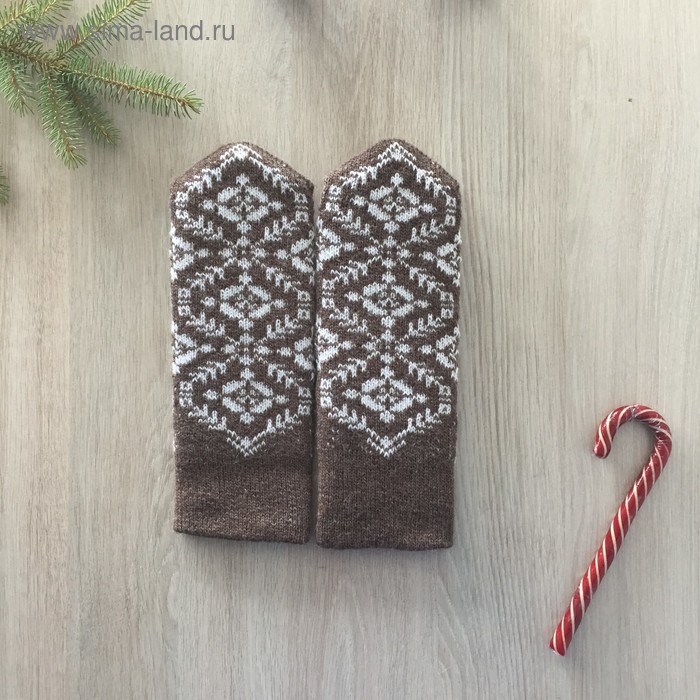 Варежки женские, цвет бежевый, размер 18 - Фото 1