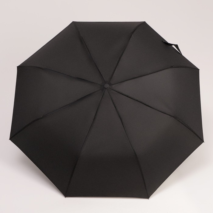 Зонт полуавтоматический «Однотонный», 3 сложения, 8 спиц, R = 49 см, цвет чёрный - фото 1883197247