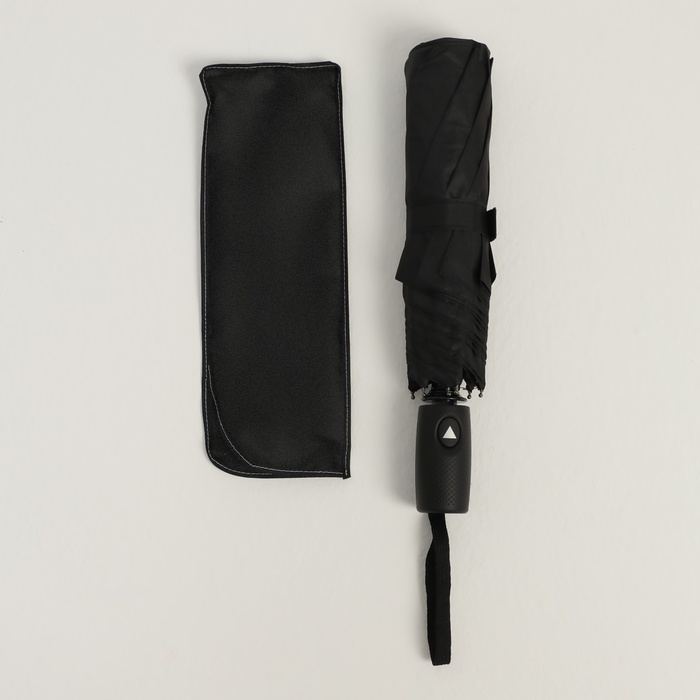 Зонт полуавтоматический «Однотонный», 3 сложения, 8 спиц, R = 49 см, цвет чёрный - фото 1883197250