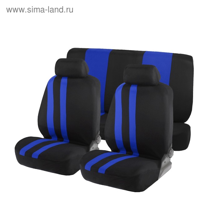 Авточехлы на сиденья TORSO Premium универсальные, 6 предметов, чёрно-синий AV-11 - Фото 1