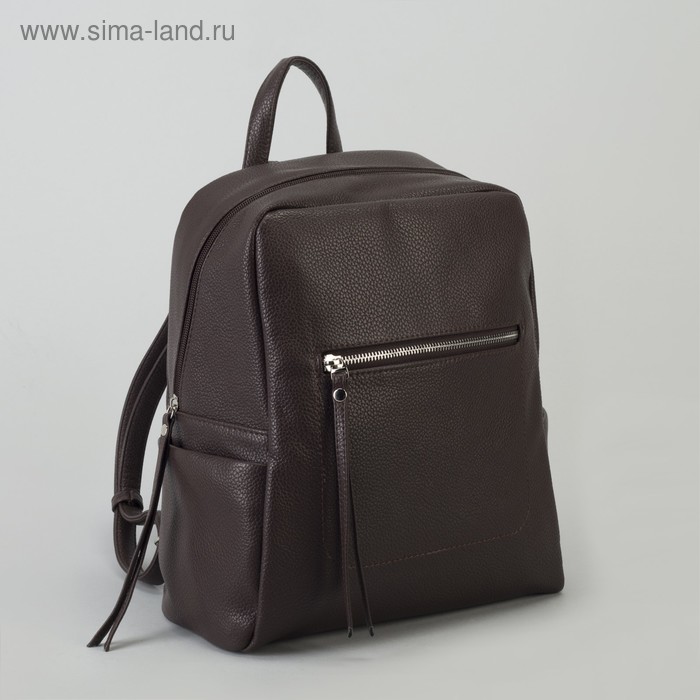 Рюкзак, отдел на молнии, наружный карман, цвет коричневый - Фото 1