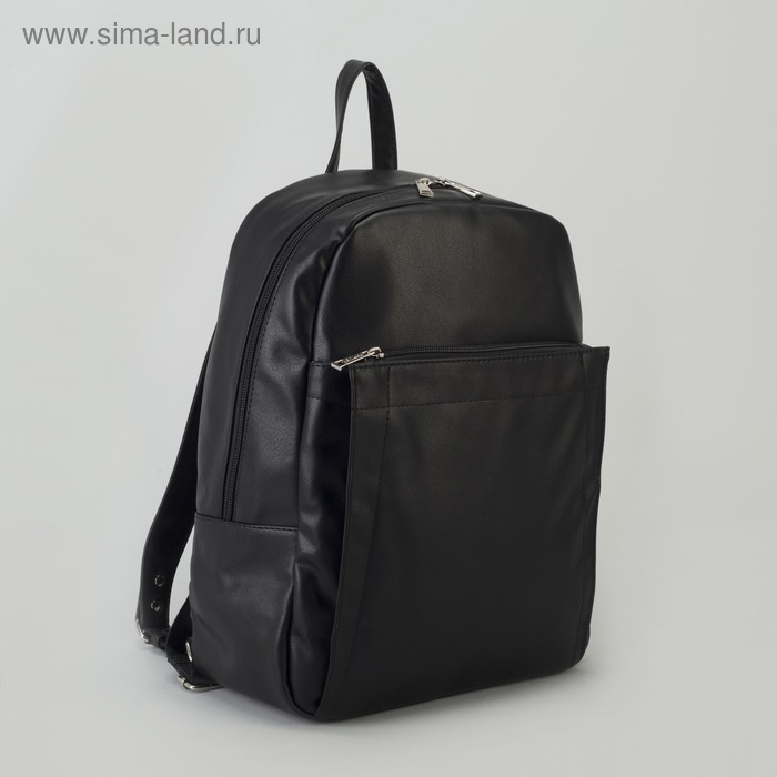 Рюкзак, отдел на молнии, 2 наружных кармана, цвет чёрный - Фото 1