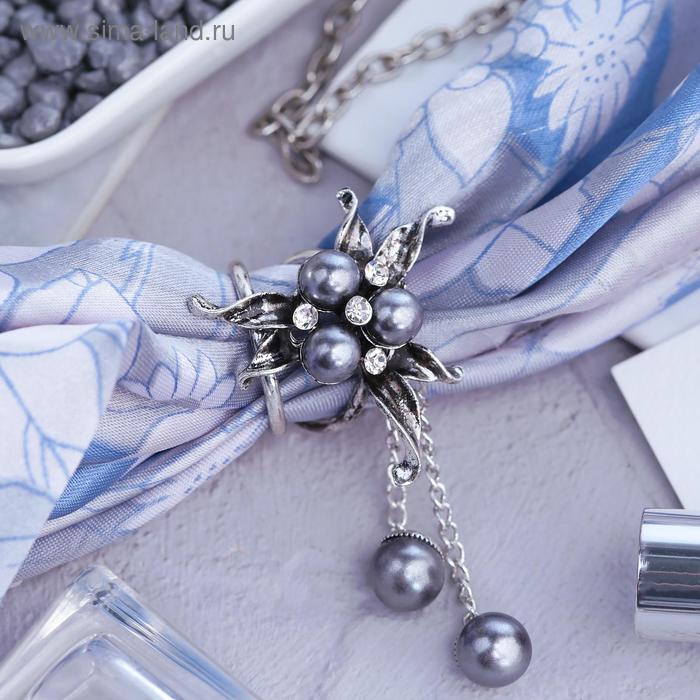 Кольцо для платка «Карамболь», цвет серый в черненом серебре - Фото 1